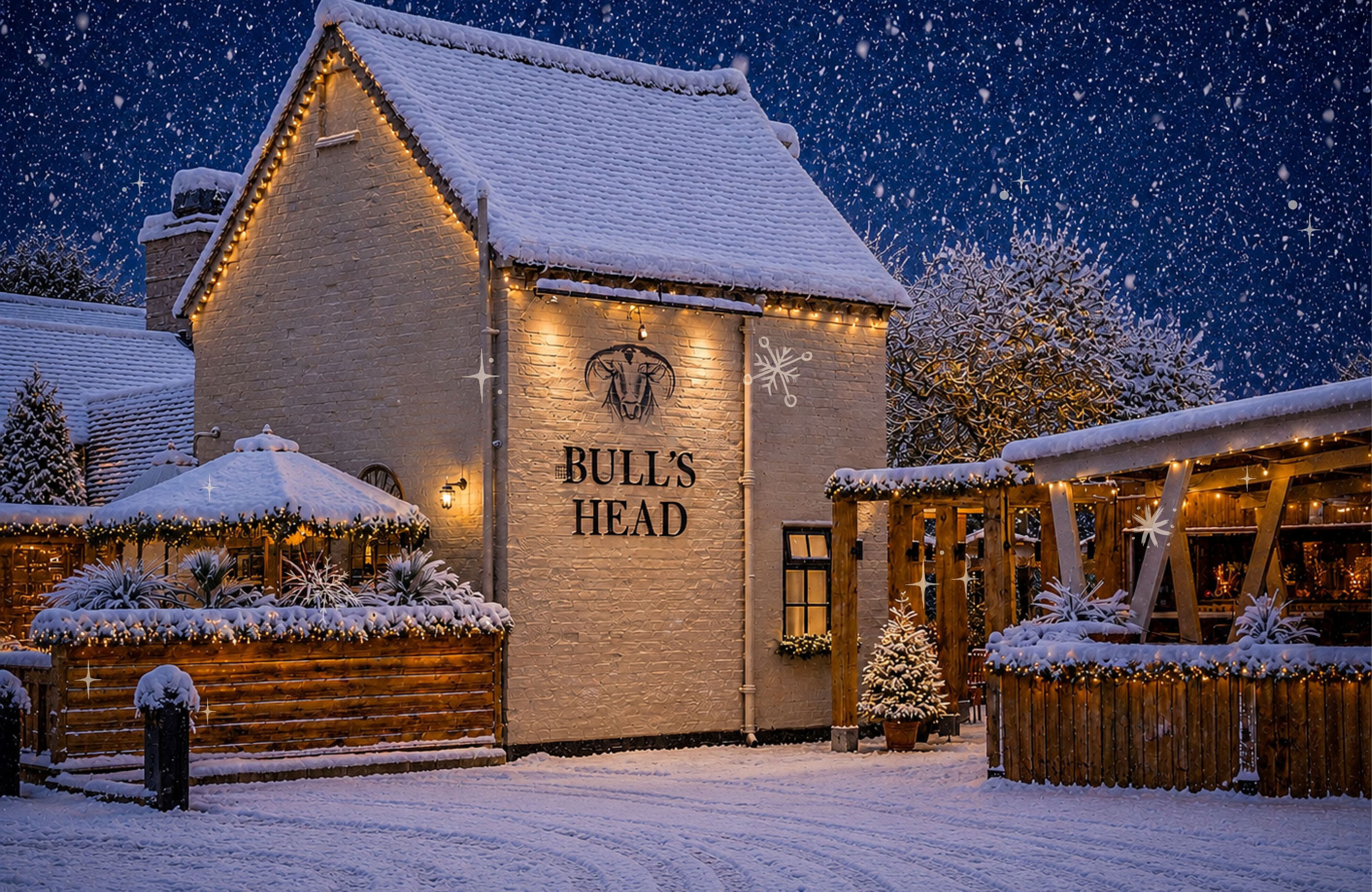 snow scene at The Bull's Head